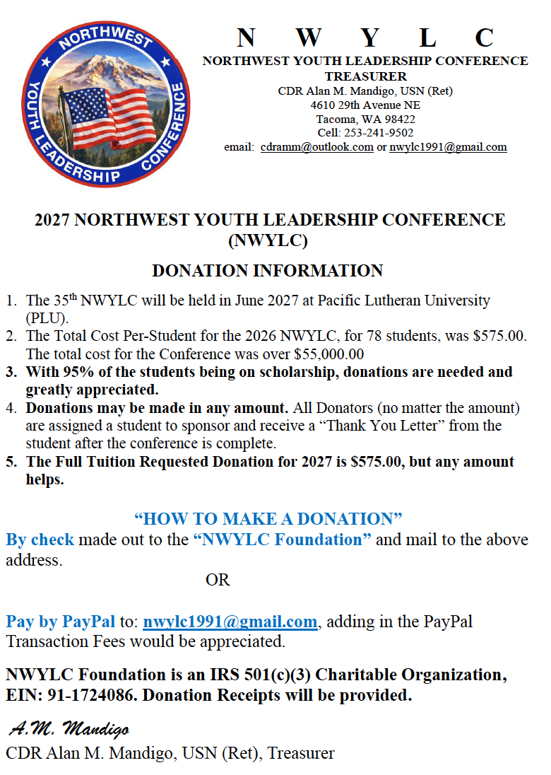 2027 - NWYLC DONATION INFORMATION